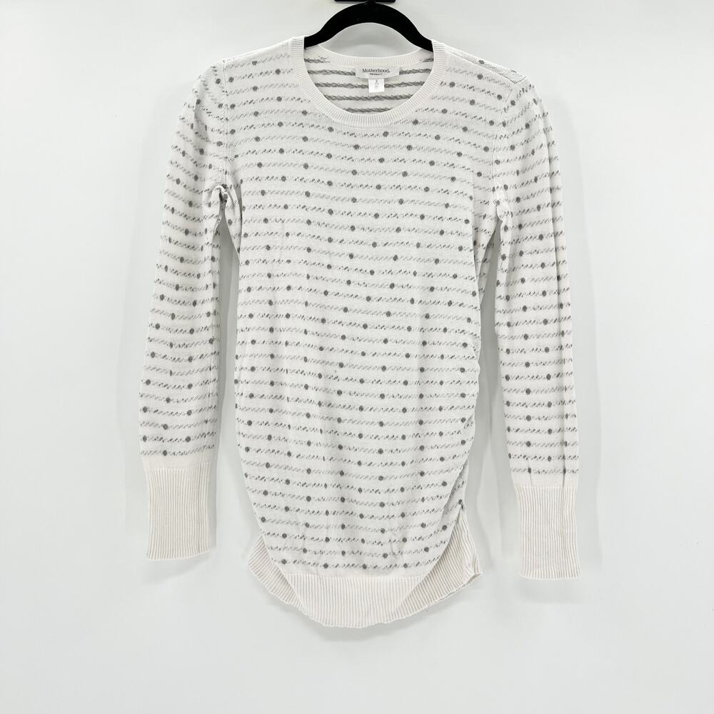 Motherhood Maternity White Grey Printed Pullover Sweater Top Size S